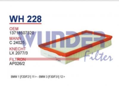 13718507320 Bmw 1 F 30 F 31 Hava Filtresi Wunder - WUNDER