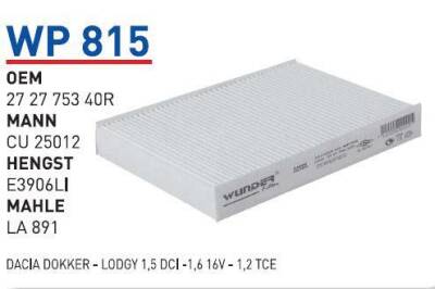 272775340R Dacia Lody Klima Filitresi Wunder - WUNDER