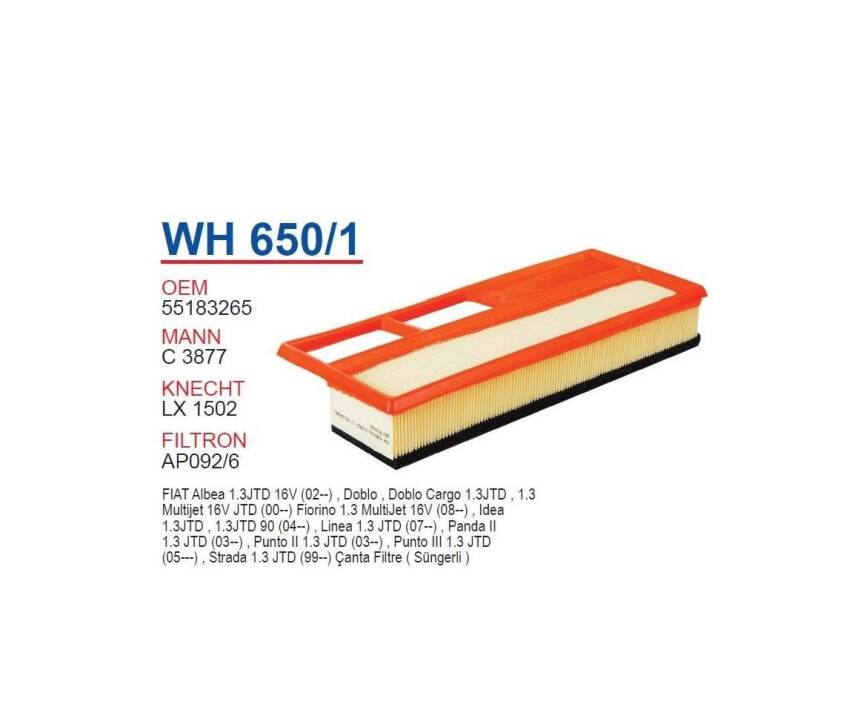 55183265 Fiat 1.3 Multijet Süngerli Hava Filtresi Wunder - 1