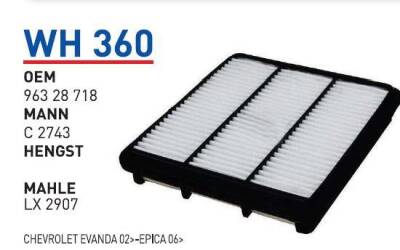 96328718 Chevrolet Evanda Epica 06+Hava Filitresi Wunder - WUNDER