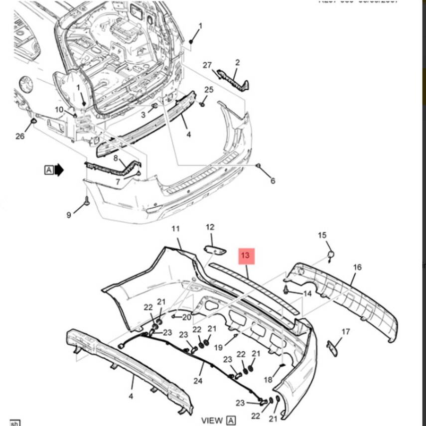 Chevrolet Captiva C100 Arka Tampon Üst Bakalit Gm - 1