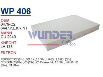 Peugeot 307 308 Citroen C2 C3 C4 Polen Filtre 6447.Kk Wunder - WUNDER