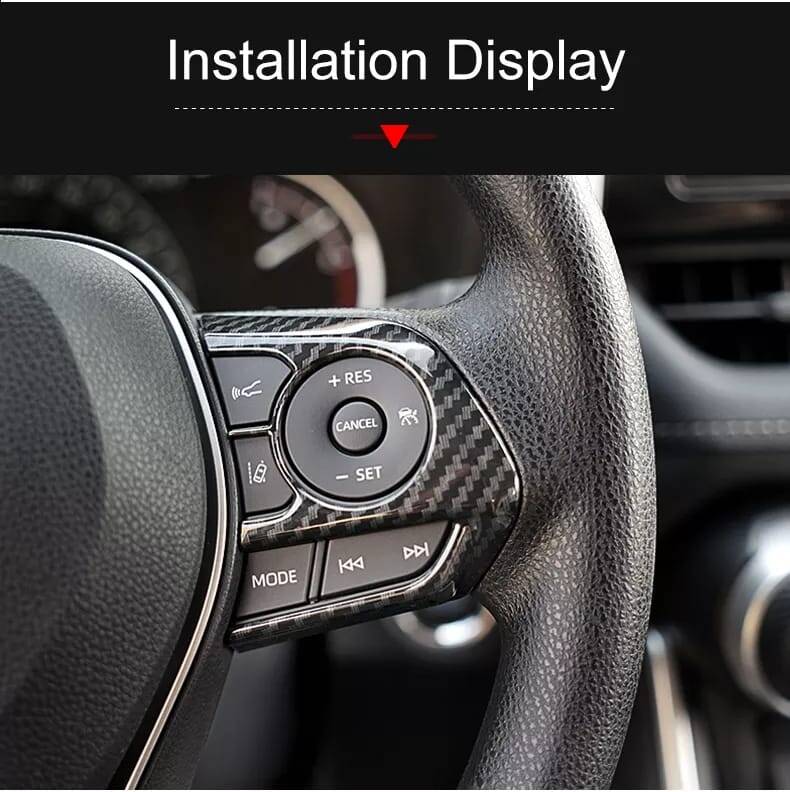Toyota Corolla 2019 Sonrası E210 Kasa Direksiyon Tuş Kontrol Kapak 2 Li Set Karbon - 4